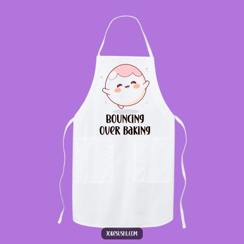 Funny Mochi Ball Bounce Apron: Energetic Chef Character, Hilarious Kitchen Gift