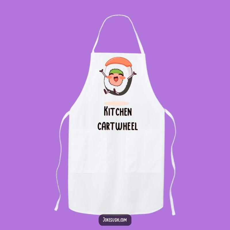 Funny Sushi Cartwheel Apron: Foodie Character Kitchen Gift