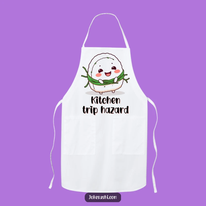 Funny Onigiri Tripping Apron: Kitchen Humor, Seaweed Slip-Up, Perfect Funny Gift
