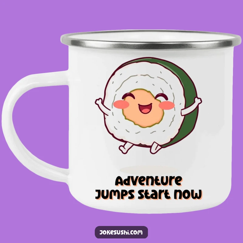 Outdoor Funny Jumping Sushi Roll Camping Mug: Adventures Brewed with Laughter