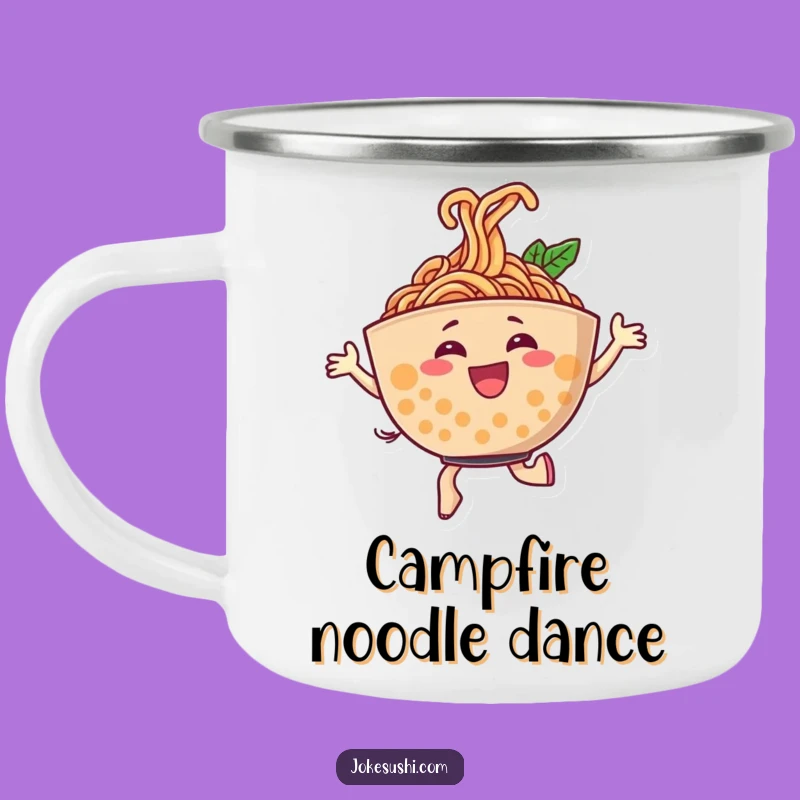 Funny Ramen Camping Mug - Durable Dancing Character for Outdoors