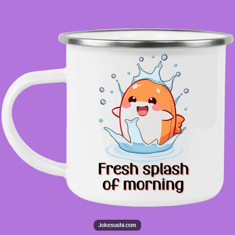 Funny Salmon Nigiri Splash Camping Mug: Refresh Your Adventures!