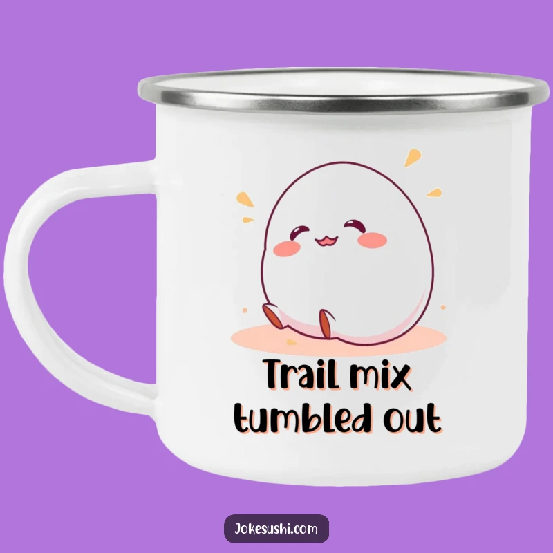Funny Camping Mug: Wobbly Mochi Rolling Downhill, Durable & Hilarious Outdoor Gift