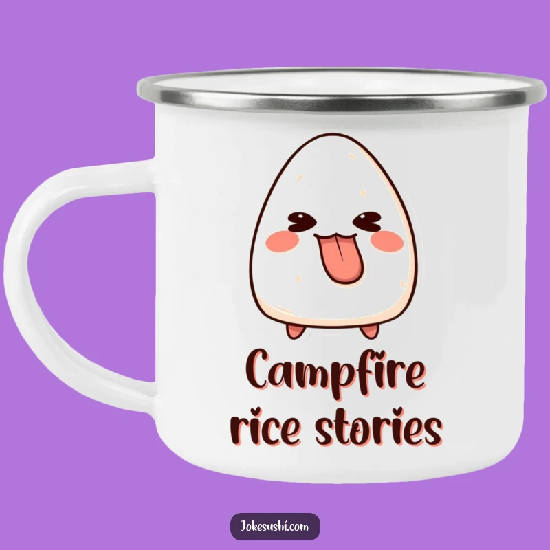 Funny Onigiri Tongue Out Camping Mug: Playful Outdoor Character, Hilarious Gift