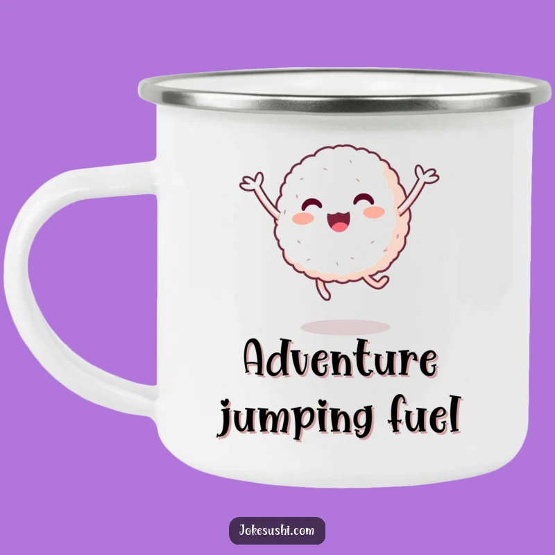Funny Rice Ball Jump Camping Mug: Energetic Outdoors - Your 'Funny Gift'