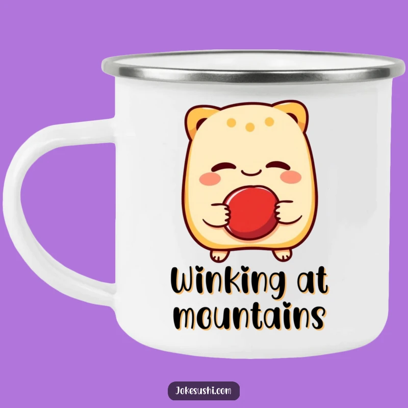 Funny Taiyaki Wink Camping Mug: Sweet Smiles for Outdoor Adventures