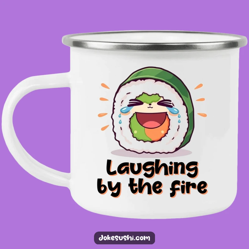 Funny Sushi Roll Camping Mug - Durable Laughing Character for Outdoors