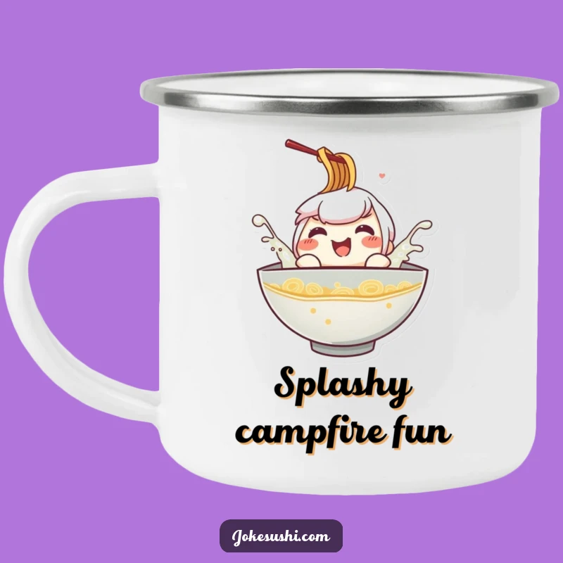 Outdoor Funny Ramen Splash Camping Mug: Adventures Brewed with Humor