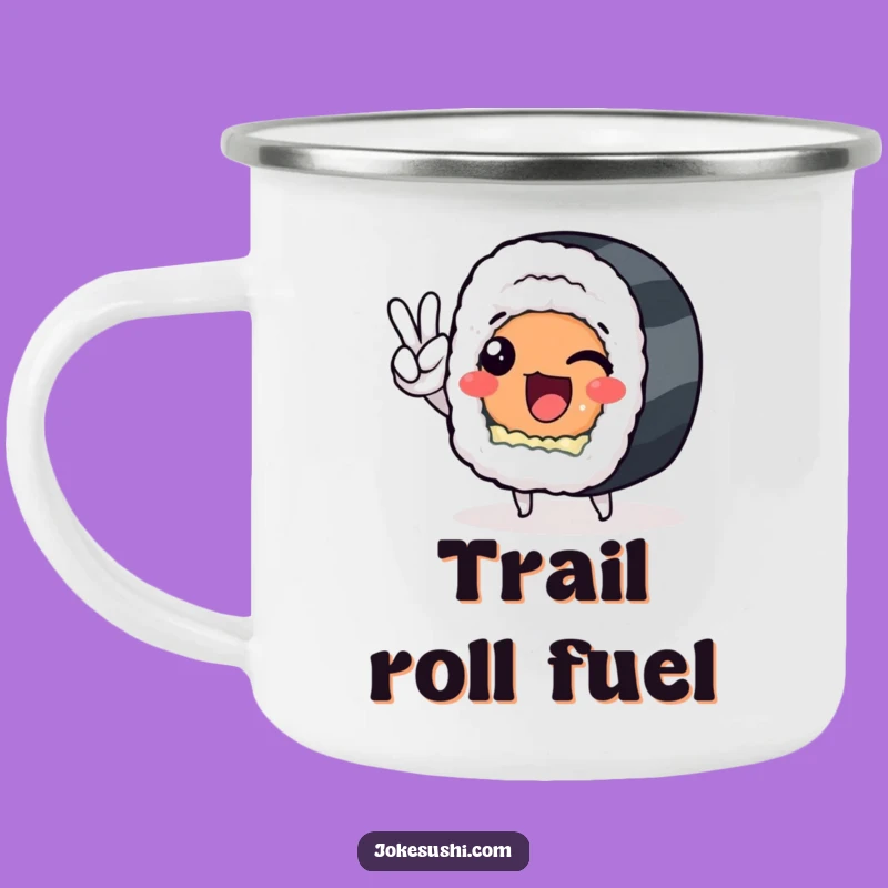Funny Sushi Roll Peace Sign Camping Mug: Adventure Fuel with a Smile