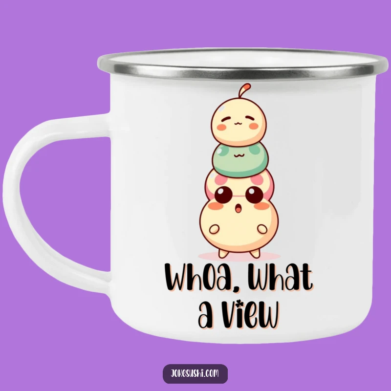 Funny Dango Camping Mug: Surprised Character's Stack, Outdoor Gift!