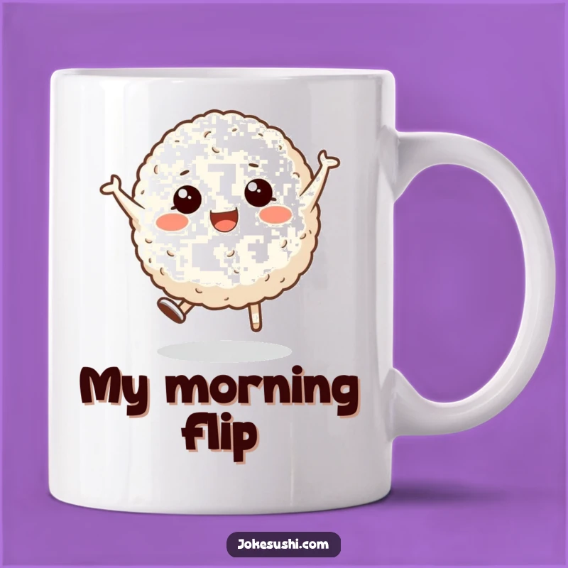 Funny Rice Ball Cartwheel Mug: Adorable Foodie Gift for Laughs!