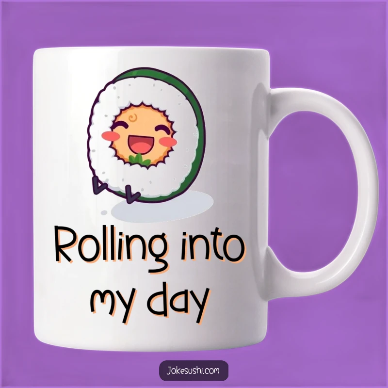 Funny Sushi Mug: Rolling Sushi Character, Hilarious Foodie Gift Idea