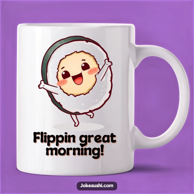 Funny Sushi Roll Cartwheel Mug: Hilarious Foodie Gift for Sushi Lovers!