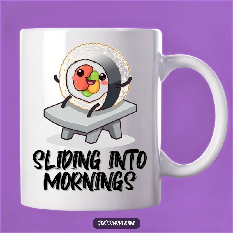 Funny Sushi Slide Mug - Hilarious Foodie Gift for Smooth Mornings