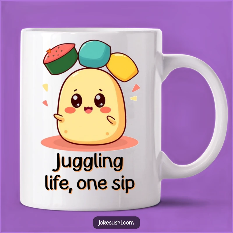 Funny Tamagoyaki Juggling Mug: Cheerful Roe Fun - Perfect 'Funny Gift'