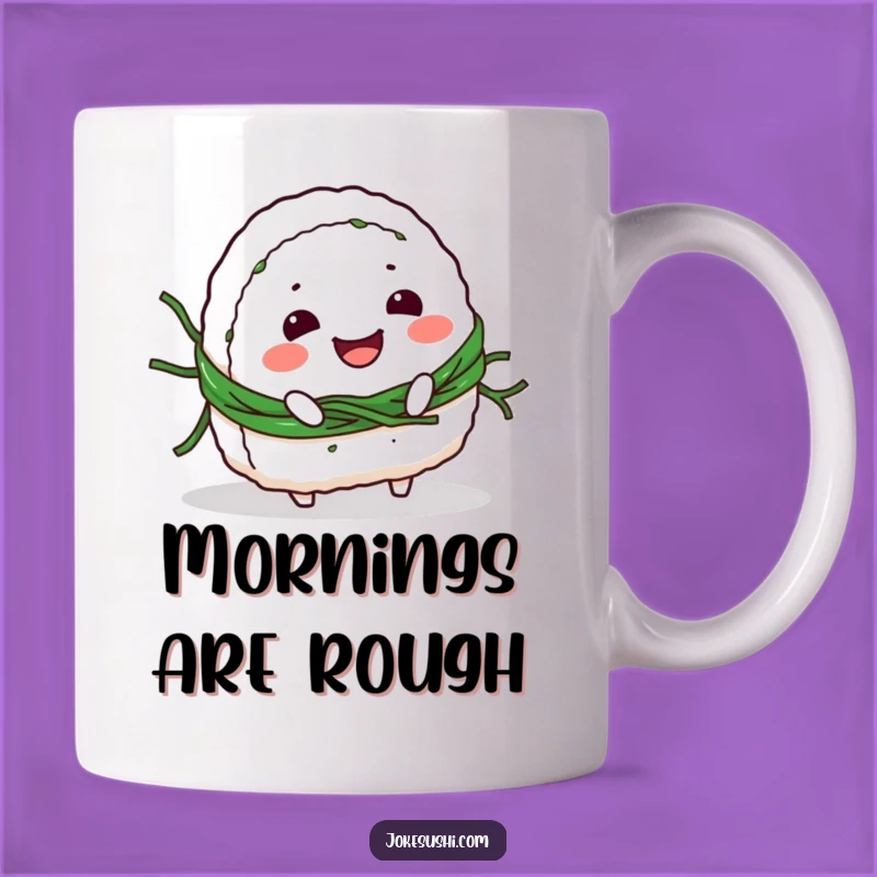 Funny Onigiri Tripping Mug: Seaweed Slip Humor, Adorable Character Fail, Perfect Funny Gift
