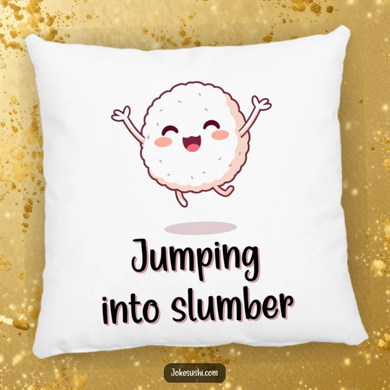 Funny Rice Ball Pillow: A happy rice ball with short arms jumps playfully, offering a soft, humorous decorative accent.
