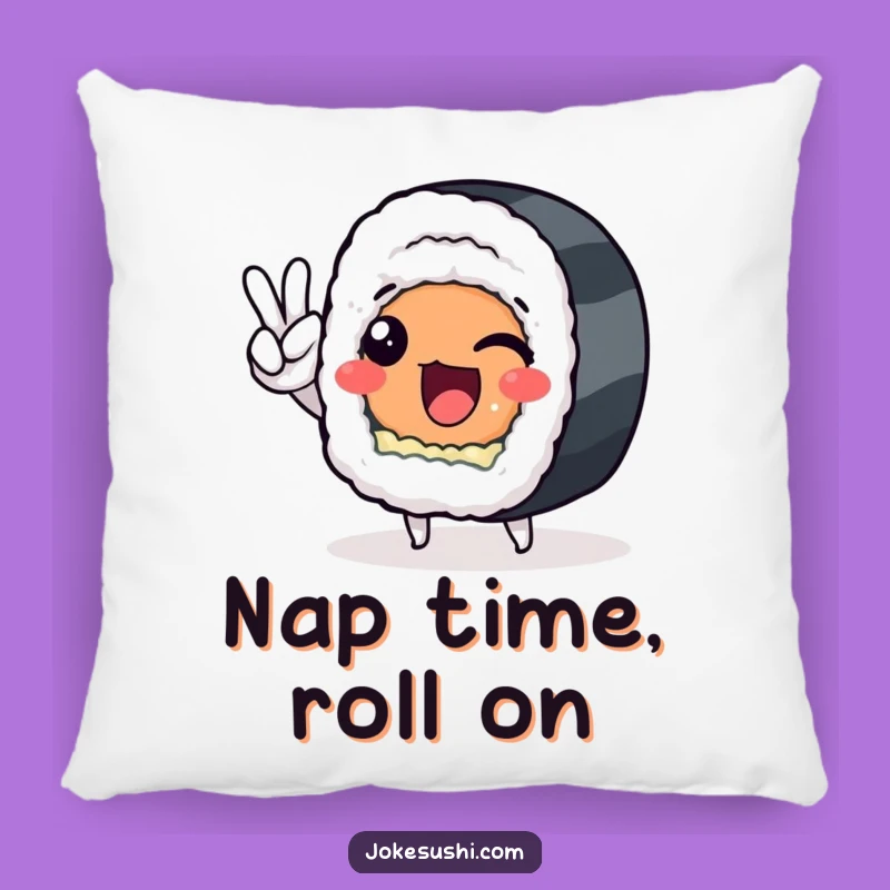 Funny Sushi Roll Peace Sign Pillow: Cozy Comfort with a Hilarious Twist