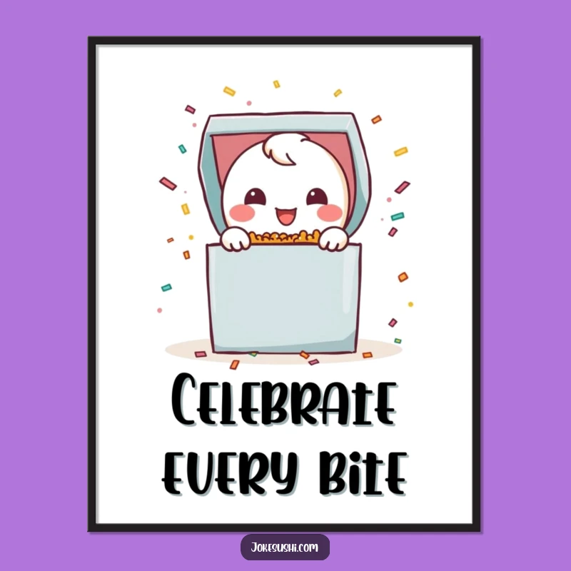 Funny Bento Box Confetti Print: Cheerful Character Art, Instant Celebration Gift