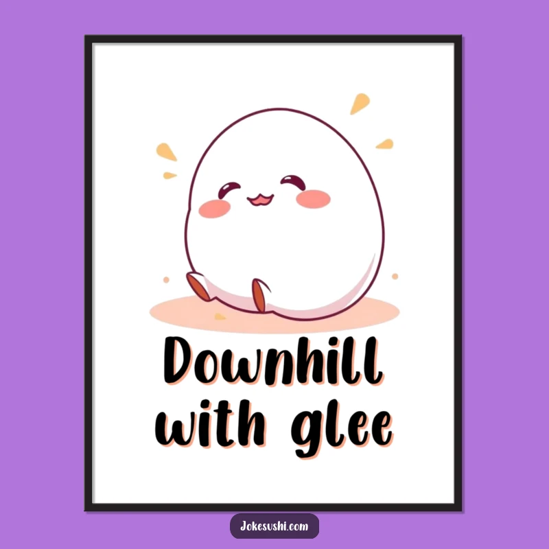 Funny Digital Art: Wobbly Mochi Rolling Downhill, Instant Hilarious Decor Download