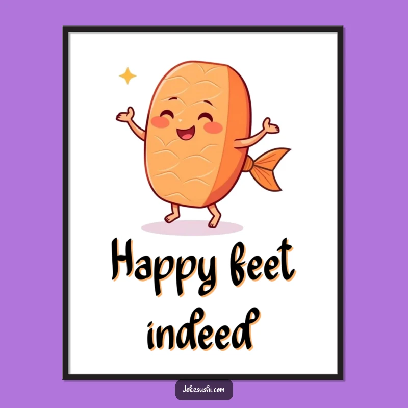 Funny Dancing Salmon Nigiri Digital Art: Instant Sushi Joy for Your Walls