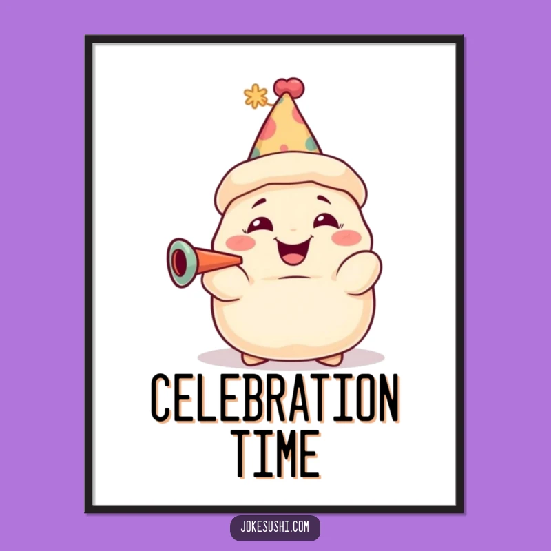 Funny Dumpling Party Digital Art: Grinning Character, Perfect Celebration Gift!