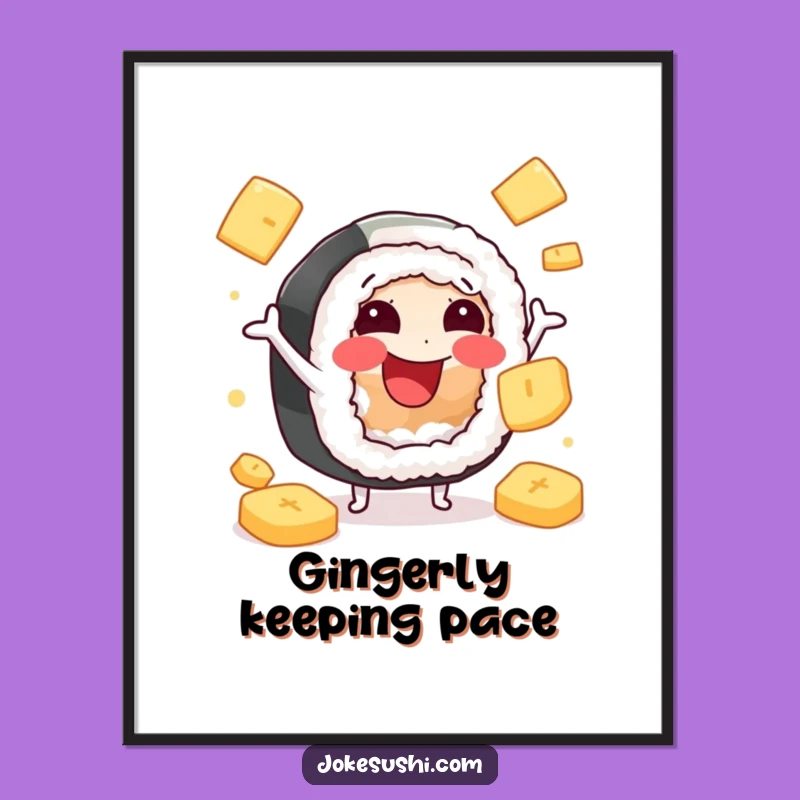 Funny Sushi Ginger Juggling Digital Art: Hilarious Japanese Food Decor Gift