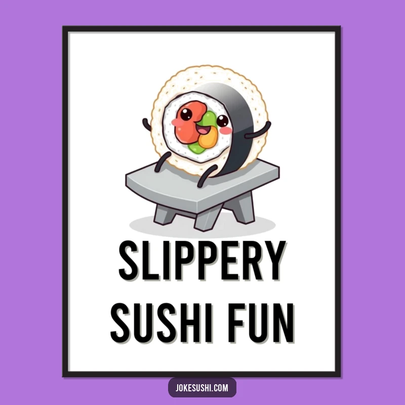 Funny Sushi Slide Digital Print - Instant Rolling Fun Decor