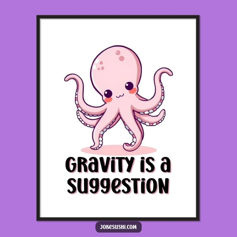 Funny Kawaii Octopus Cartwheel Digital Art: Instant Giggle for Your Walls