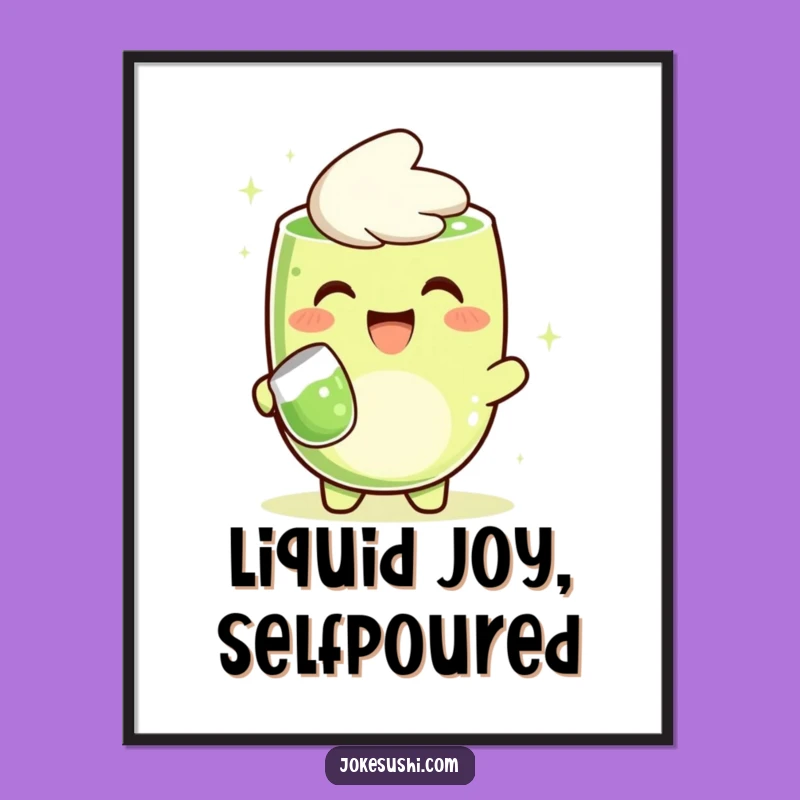 Funny Matcha Digital Art: Cheerful Character Pouring Joy, Perfect Gift!