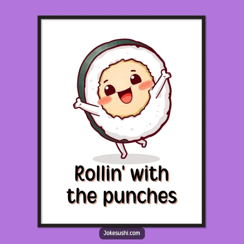 Funny Sushi Roll Cartwheel Digital Art: Instant Laughs for Your Walls!