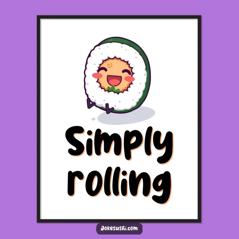 Funny Sushi Digital Art: Rolling Scene, Whimsical Decor, Instant Funny Gift