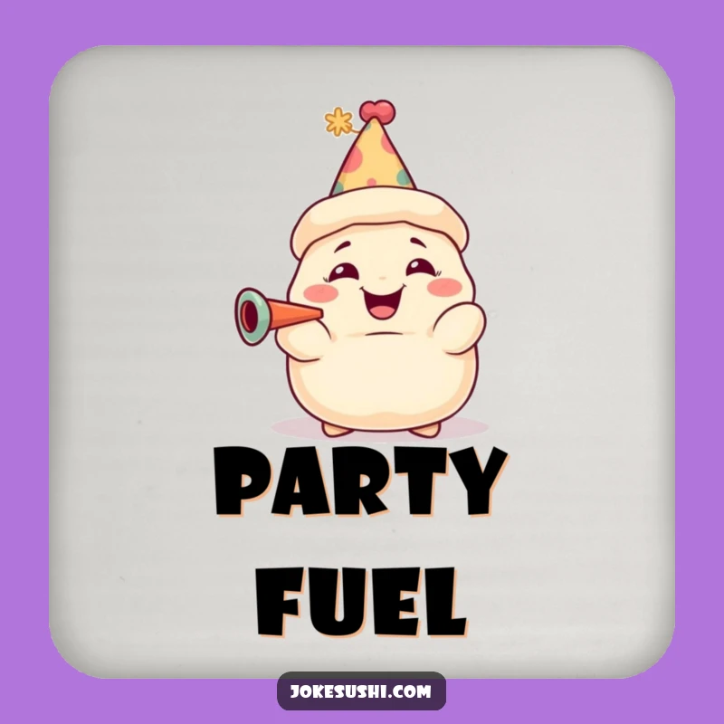 Funny Dumpling Party Coaster: Grinning Character, Perfect Celebration Gift!