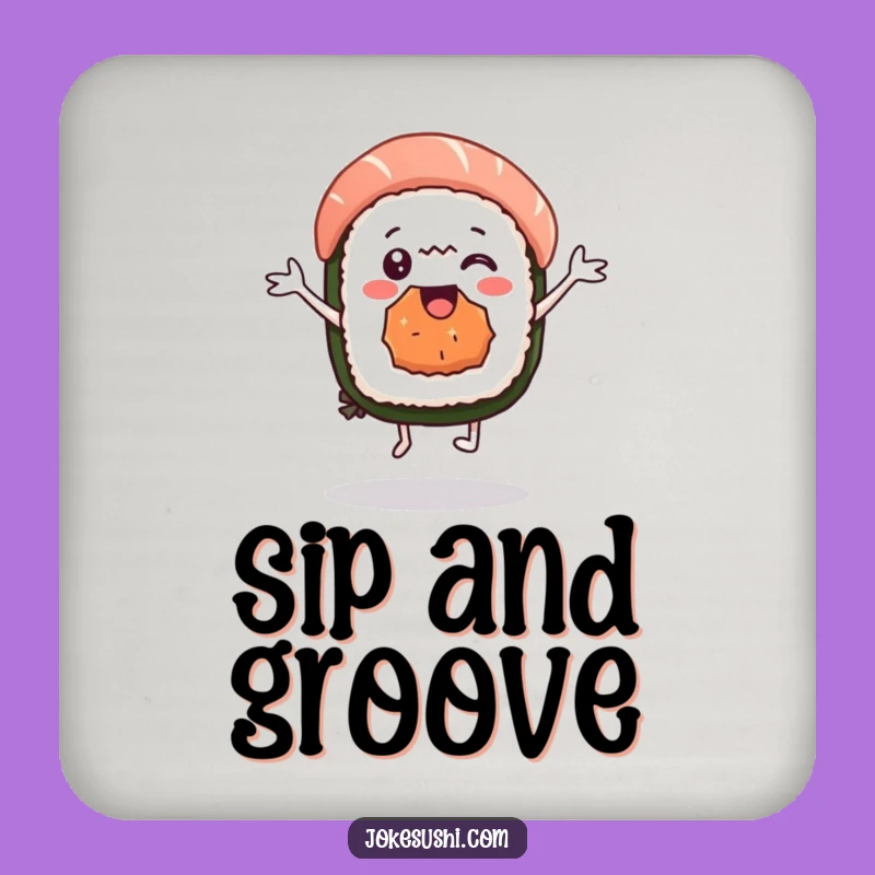 Funny Sushi Dance Coaster: Delighted Character, Perfect Foodie Gift!