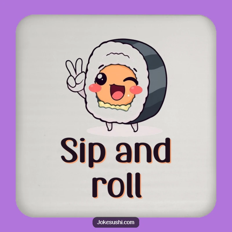 Funny Sushi Roll Peace Sign Coasters: Protect Surfaces with Humor