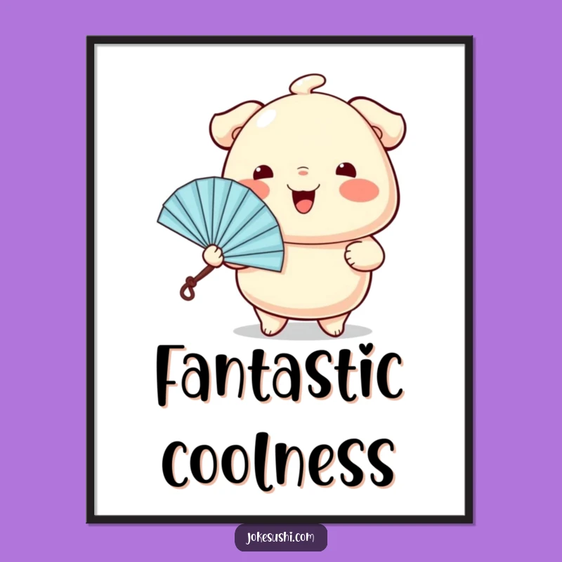Funny Dumpling Fan Poster: Cute Food Art, Cheerful Character, Unique Decor Gift