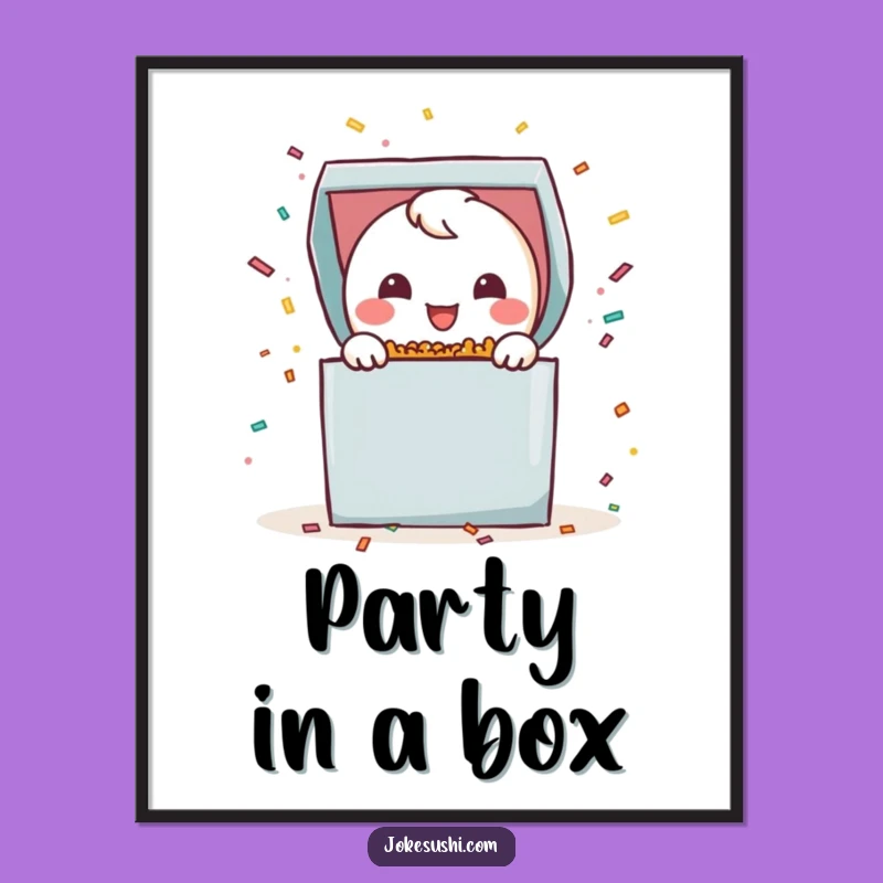Funny Bento Box Confetti Poster: Cheerful Character Art, Hilarious Decor Gift