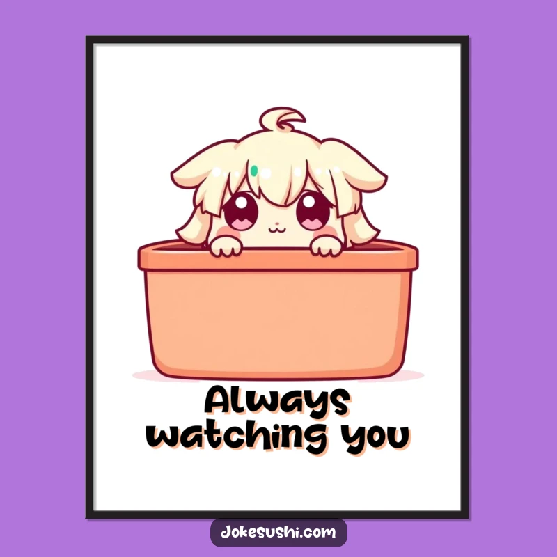 Funny Bento Box Peeking Poster: Decorate with Wide-Eyed, Hilarious Art