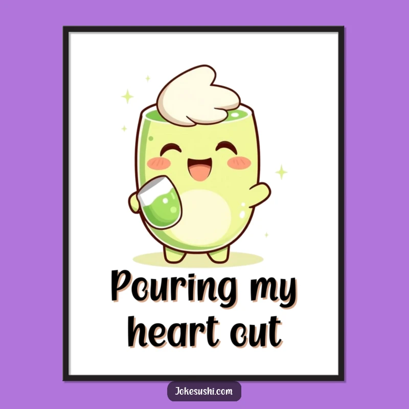 Funny Matcha Poster: Cheerful Character Pouring Art, Perfect Gift Idea!