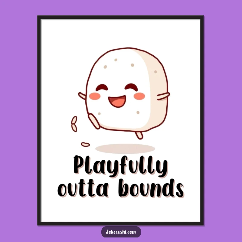 Funny Onigiri Kick Poster: Playful Wall Art for Japanese Food Fans