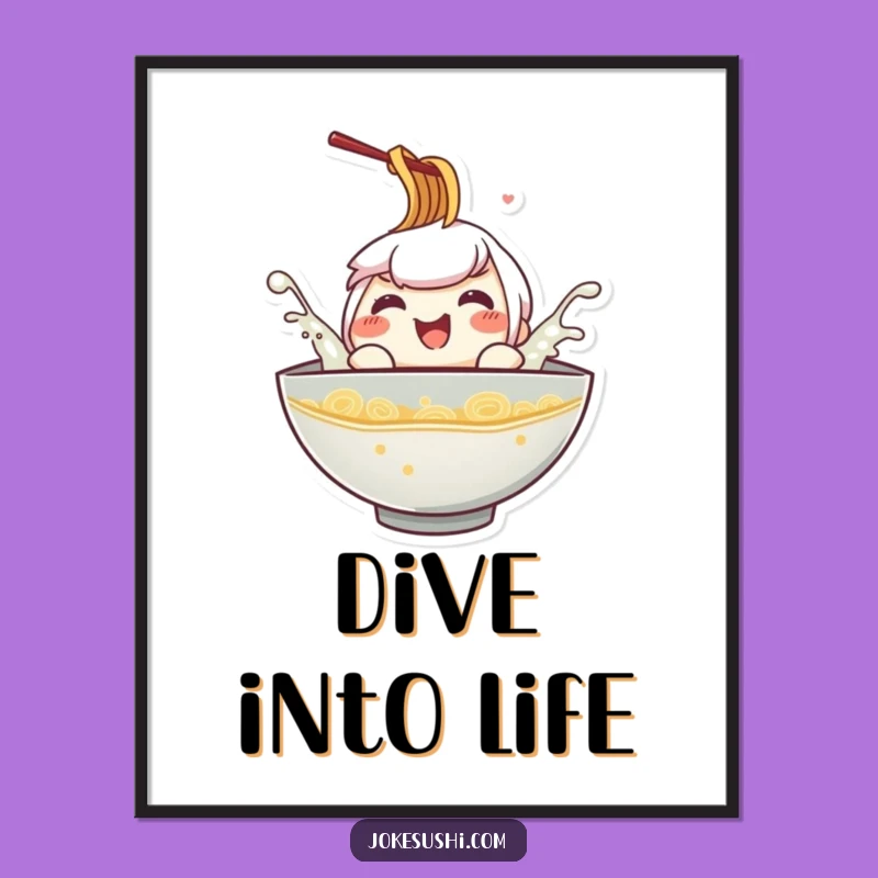 Funny Ramen Splash Poster: Brighten Your Walls with Playful, Hilarious Art