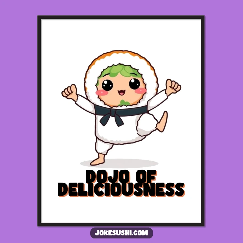 Funny Sushi Karate Pose Poster - Hilarious Foodie Wall Art Gift