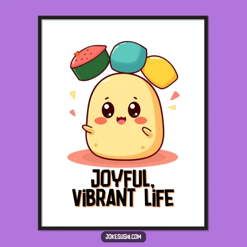 Funny Tamagoyaki Juggling Poster: Cheerful Roe Art - Great 'Funny Gift'