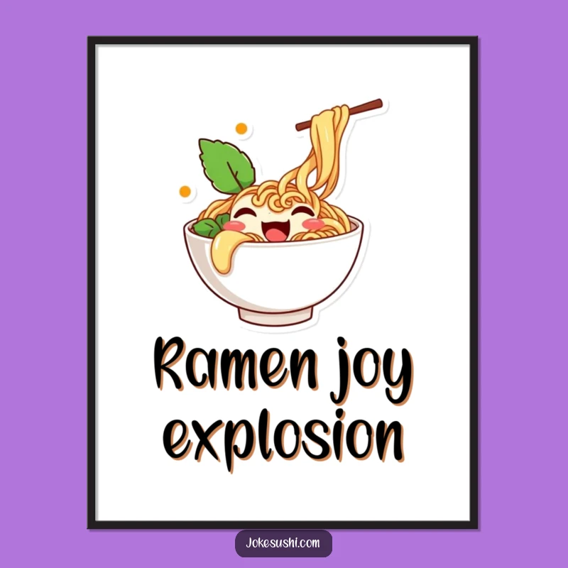 Funny Wiggling Ramen Poster: Happy Noodle Art for Wall Decor