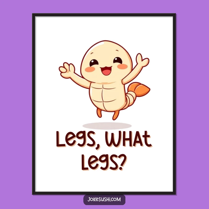 Funny Tempura Shrimp Poster: Joyful Waving Art, Quirky Funny Gift Decor