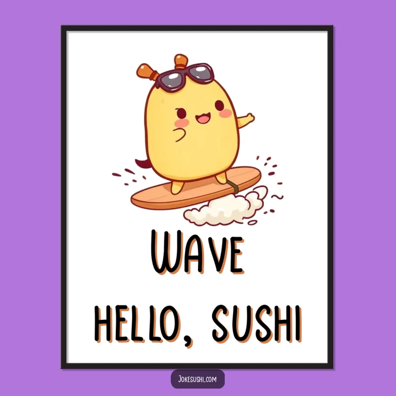 Funny Tamagoyaki Surfer Poster: Epic Wall Art for Food and Surf Fans