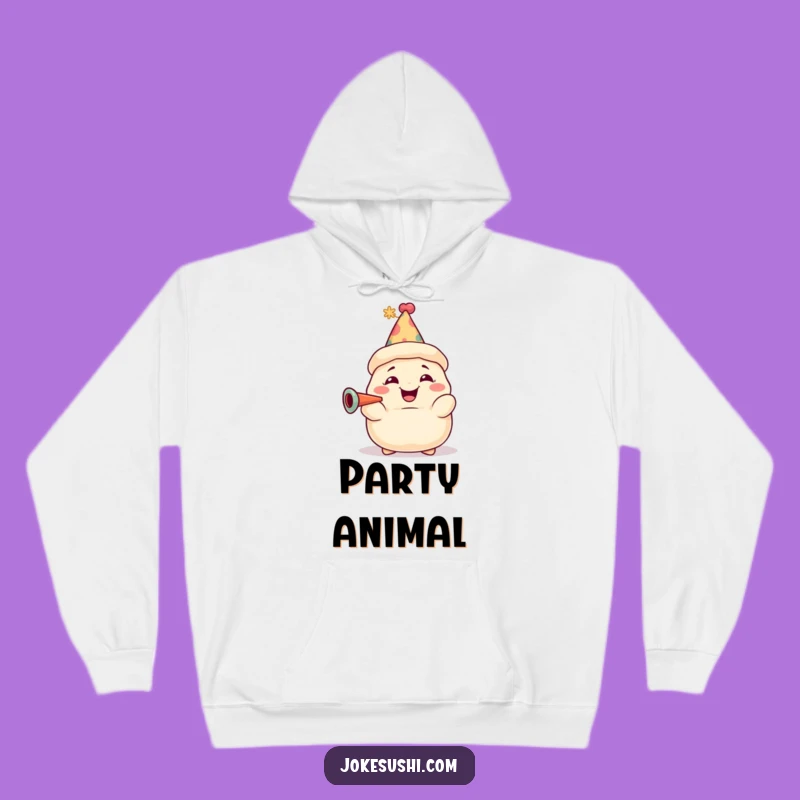 Funny Dumpling Party Hoodie: Grinning Character, Perfect Celebration Gift!