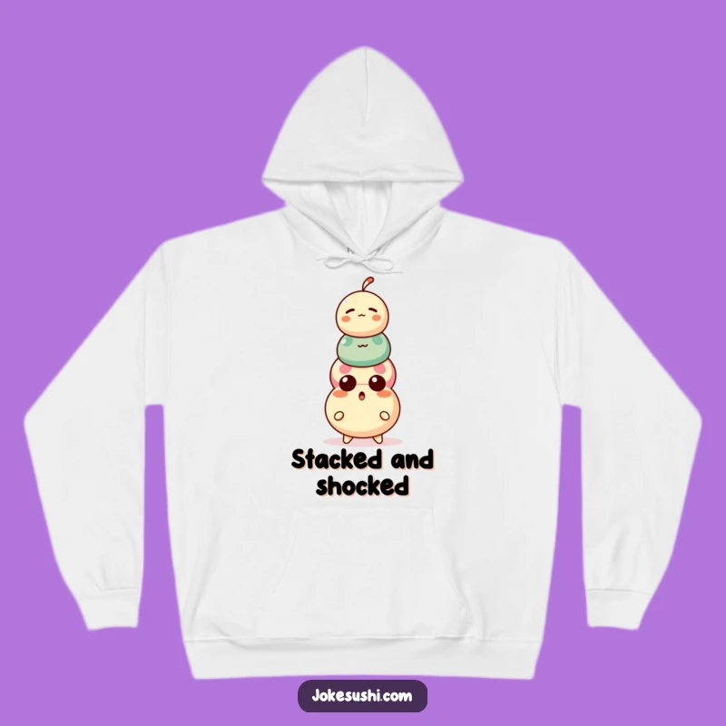 Funny Dango Hoodie: Surprised Character, Precarious Balls, Cozy Gift!