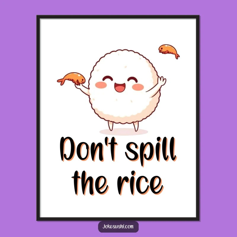 Free Printable Wall Art: Juggling Rice Ball Fun for a Whimsical Downloadable Decor