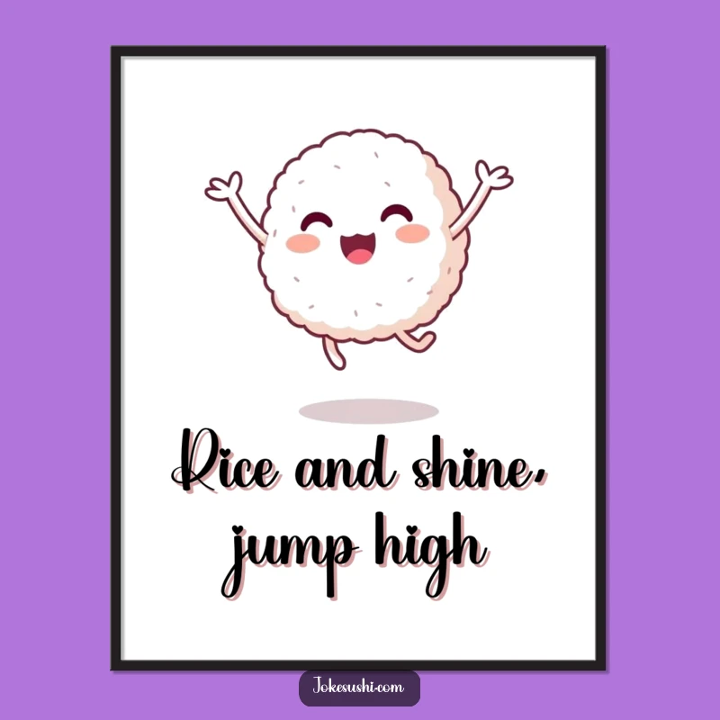 Free Printable Wall Art: Happy Rice Ball Jump - Cheerful Downloadable Decor!